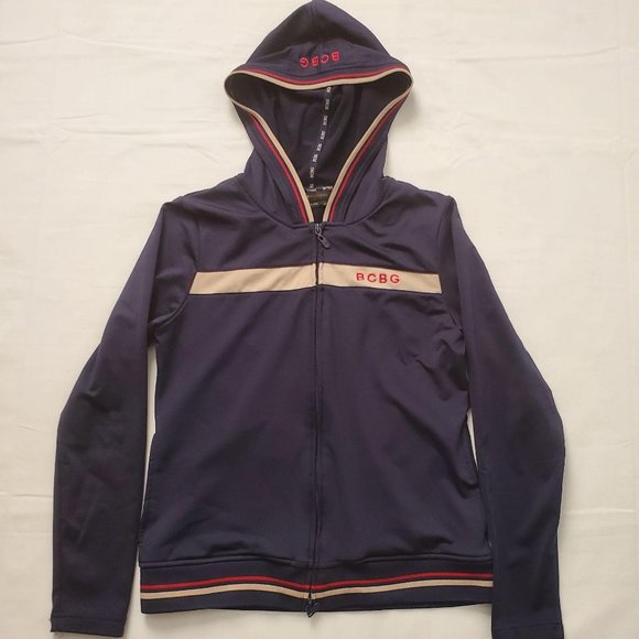 BCBG MAXAZRIA Women’s Full Zip Front Hooded Track Jacket Navy Blue Size Medium - Picture 6 of 13